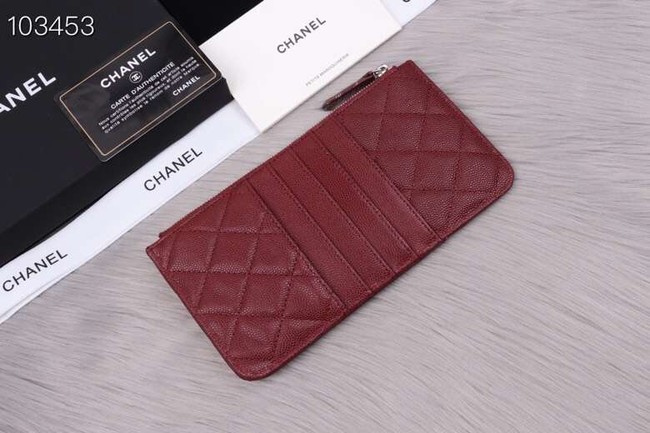 Chanel classic pouch Grained Calfskin& silver-Tone Metal A84402 Burgundy