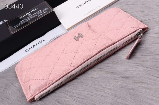 Chanel classic pouch Grained Calfskin& silver-Tone Metal A84402 pink