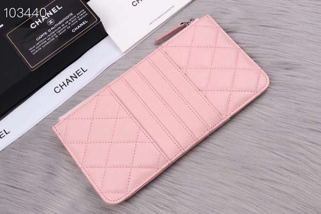 Chanel classic pouch Grained Calfskin& silver-Tone Metal A84402 pink