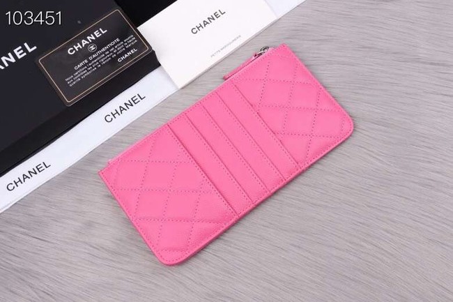 Chanel classic pouch Grained Calfskin& silver-Tone Metal A84402 rose