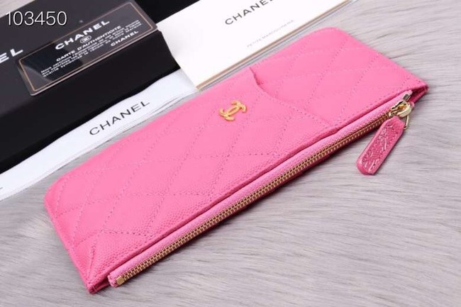 Chanel classic pouch Grained Calfskin& silver-Tone Metal A84402 rose