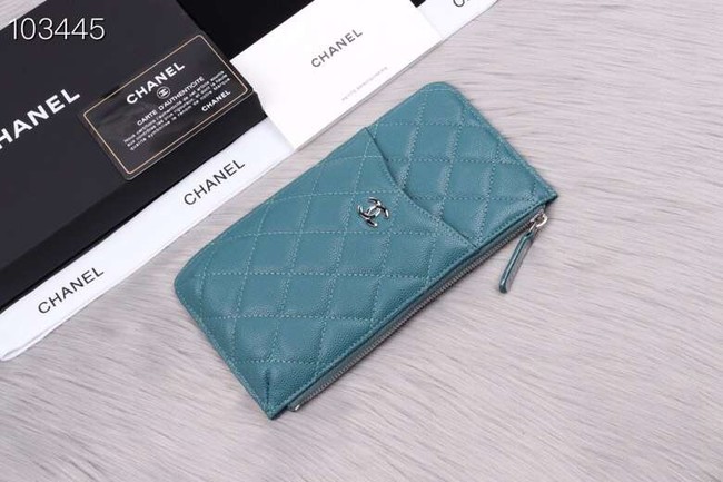 Chanel classic pouch Grained Calfskin& silver-Tone Metal A84402 sky blue