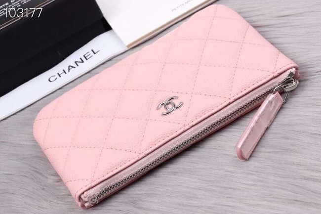 Chanel classic small pouch Grained Calfskin& silver-Tone Metal A82365 pink