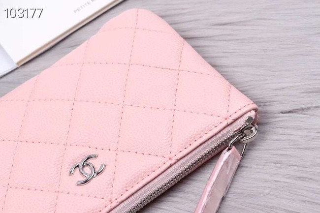 Chanel classic small pouch Grained Calfskin& silver-Tone Metal A82365 pink