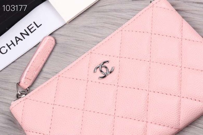 Chanel classic small pouch Grained Calfskin& silver-Tone Metal A82365 pink