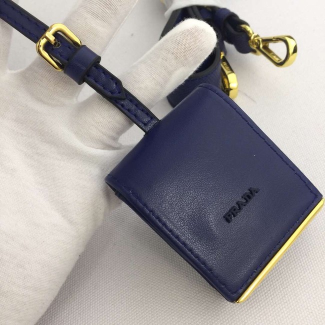 Prada Calfskin Leather Shoulder Bag 1BA155-1 dark blue