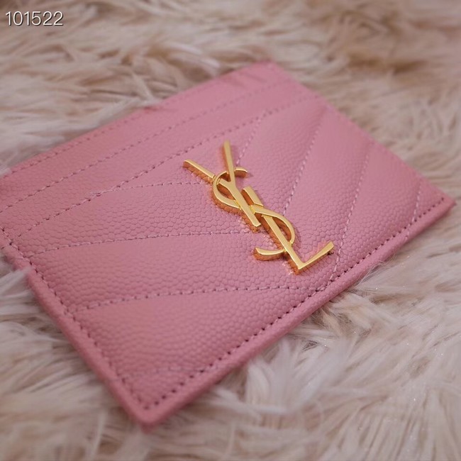 SAINT LAURENT Monogram leather card holder 88337 Rose Ballerine