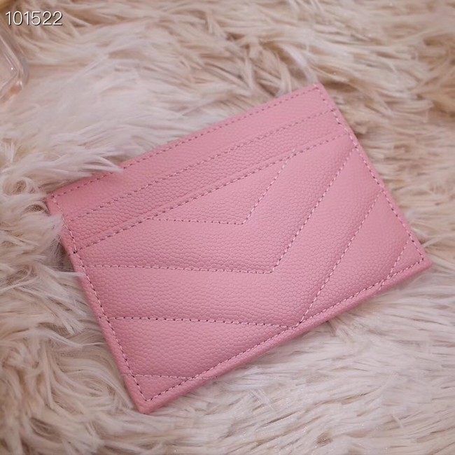 SAINT LAURENT Monogram leather card holder 88337 Rose Ballerine