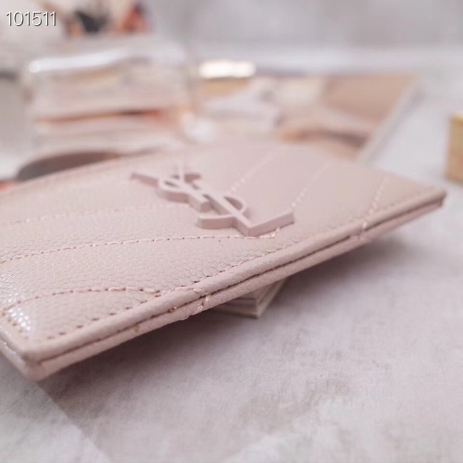 SAINT LAURENT Monogram leather card holder 88337 pink