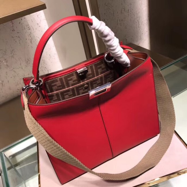 Fendi PEEKABOO REGULAR Handbag in red Roman leather 8BN304A