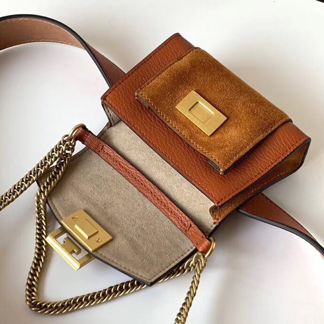 GIVENCHY GV3 leather and suede mini bumbag 1127 brown