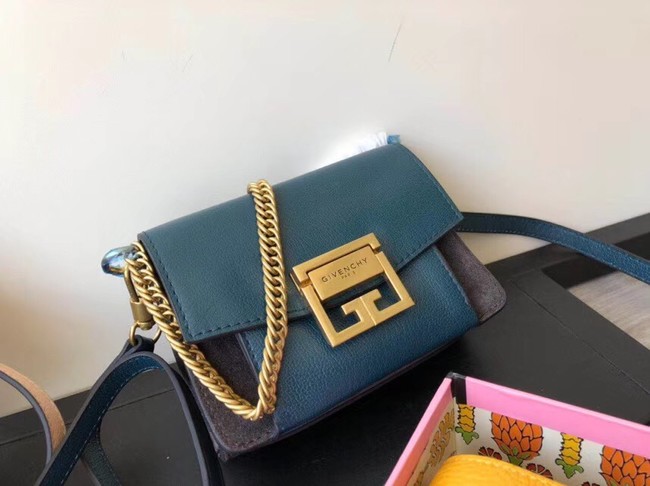 GIVENCHY GV3 leather and suede mini shoulder bag 1116 blue