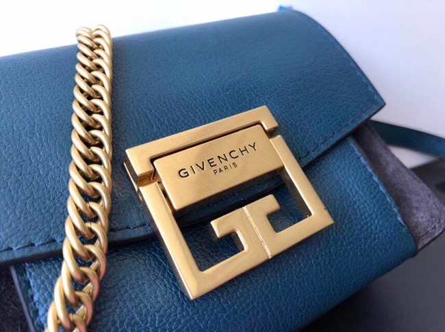 GIVENCHY GV3 leather and suede mini shoulder bag 1116 blue