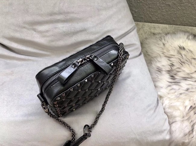 VALENTINO Rockstud leather camera cross-body bag 57367 black