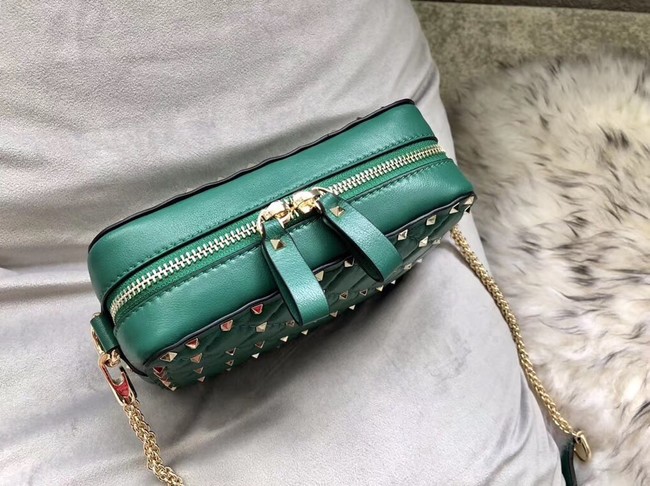 VALENTINO Rockstud leather camera cross-body bag 57367 green