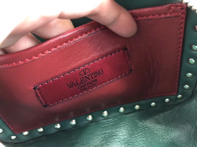 VALENTINO Rockstud leather camera cross-body bag 57367 green