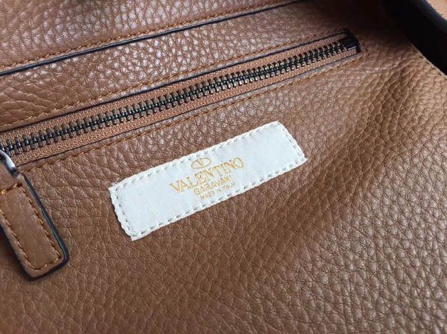 VALENTINO Rockstud leather messenger bag 50031-2 brown