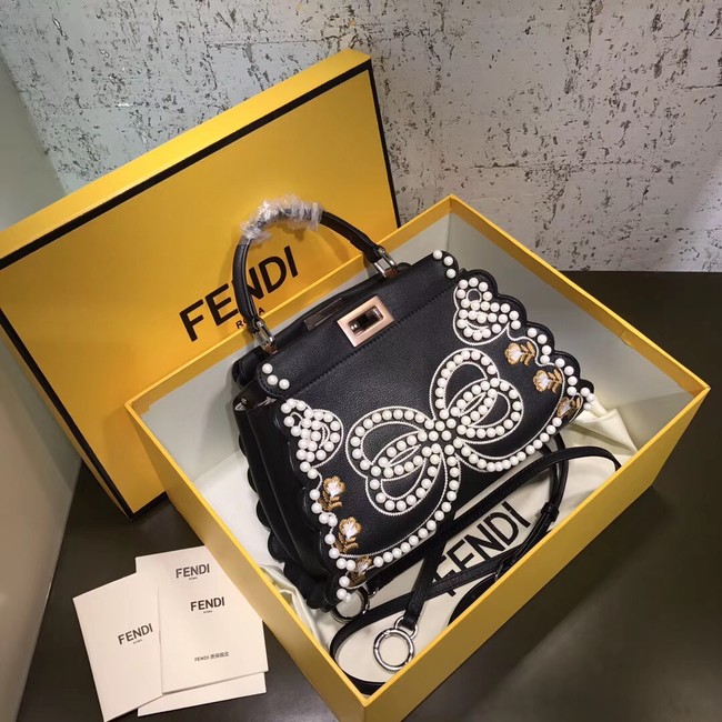 Fendi PEEKABOO MINI Exotic leather bag 8BN244S black