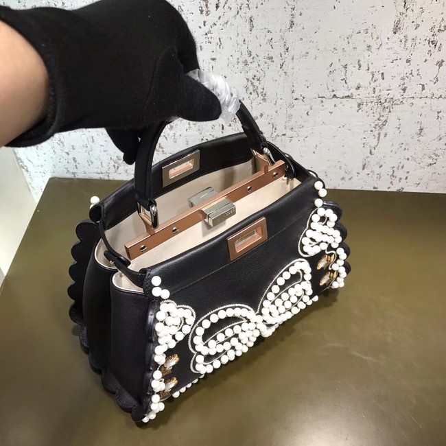 Fendi PEEKABOO MINI Exotic leather bag 8BN244S black