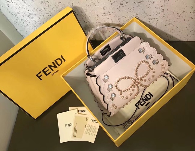 Fendi PEEKABOO MINI Exotic leather bag 8BN244S white