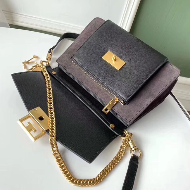 GIVENCHY GV3 leather and suede shoulder bag 9989 black