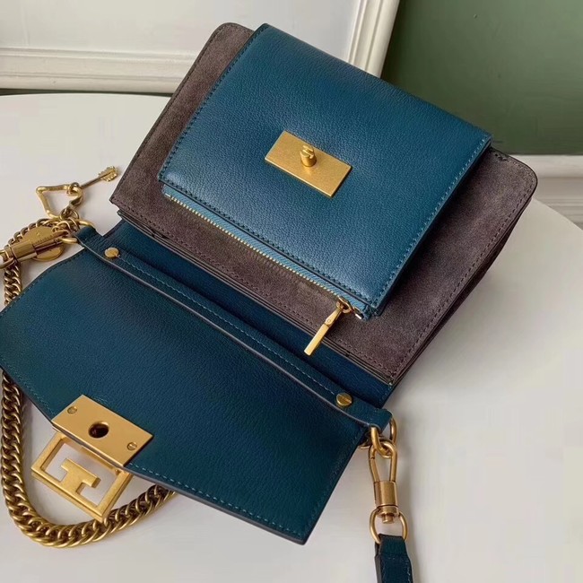 GIVENCHY GV3 leather and suede shoulder bag 9989 blue