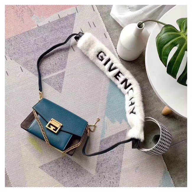 GIVENCHY GV3 leather and suede shoulder bag 9989 blue