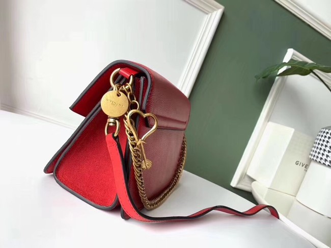 GIVENCHY GV3 leather and suede shoulder bag 9989 red