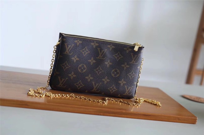 Louis Vuitton Original POCHETTE DOUBLE ZIP M63905 black