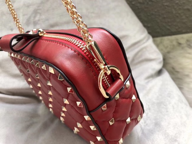 VALENTINO Rockstud leather camera cross-body bag 57367 red