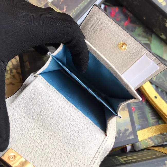 Gucci Leather french flap wallet 453155 white