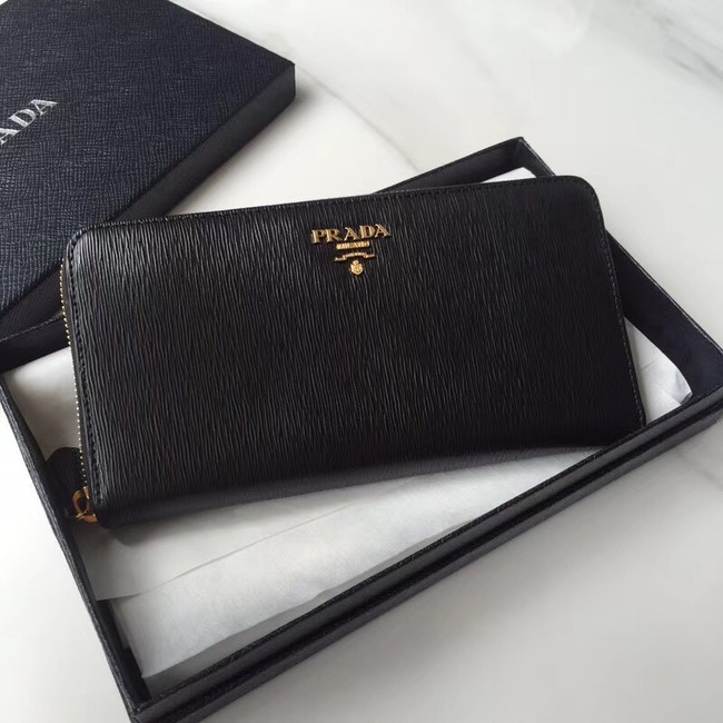 Prada Leather Large Zippy Wallets 1ML505 black