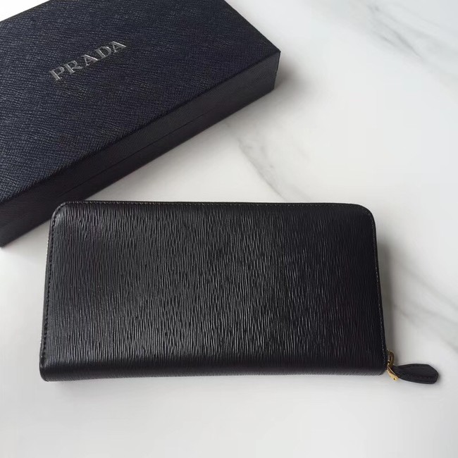 Prada Leather Large Zippy Wallets 1ML505 black