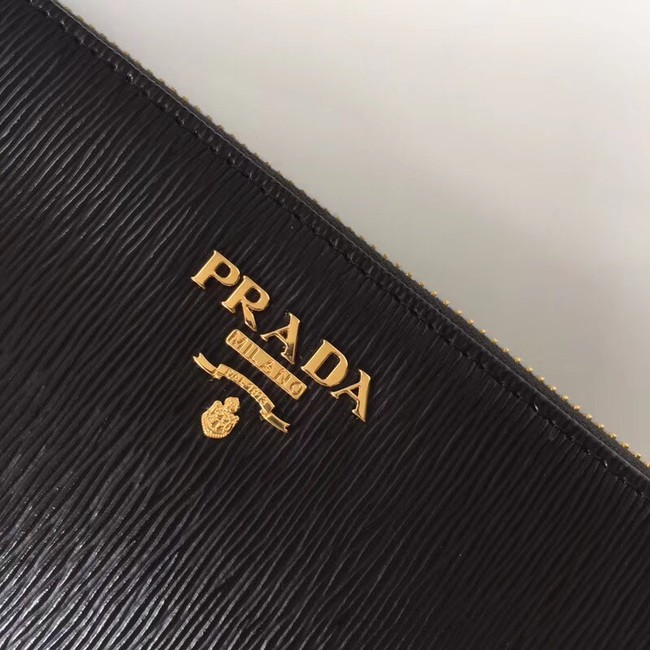 Prada Leather Large Zippy Wallets 1ML505 black