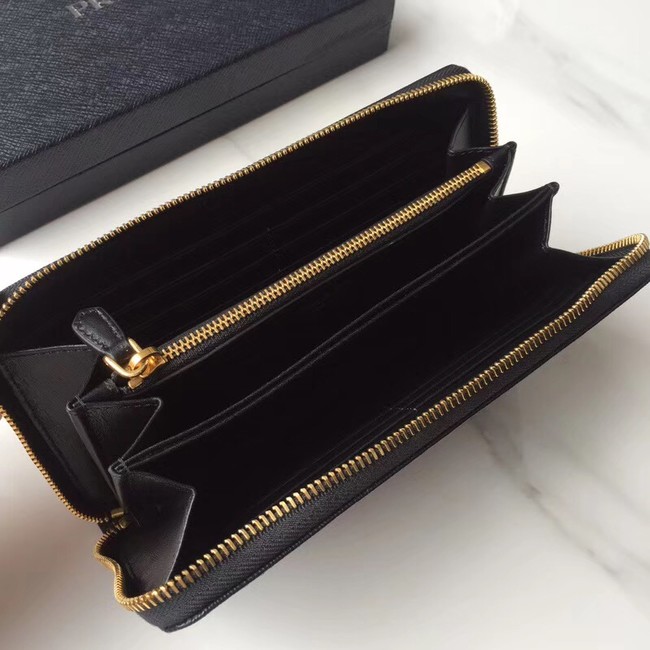 Prada Leather Large Zippy Wallets 1ML505 black