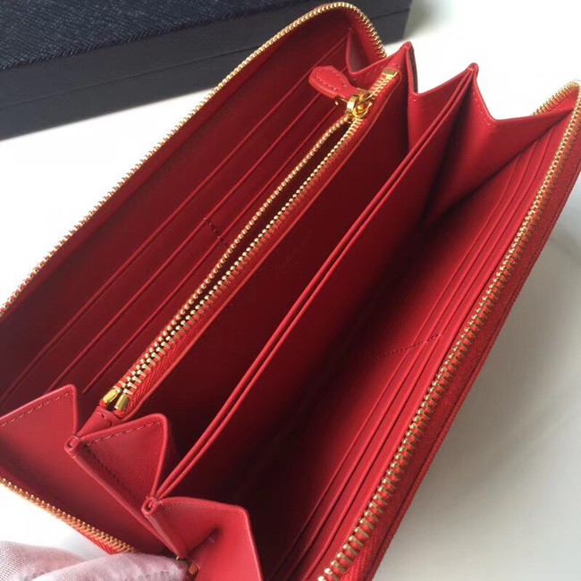 Prada Leather Large Zippy Wallets 1ML505 red