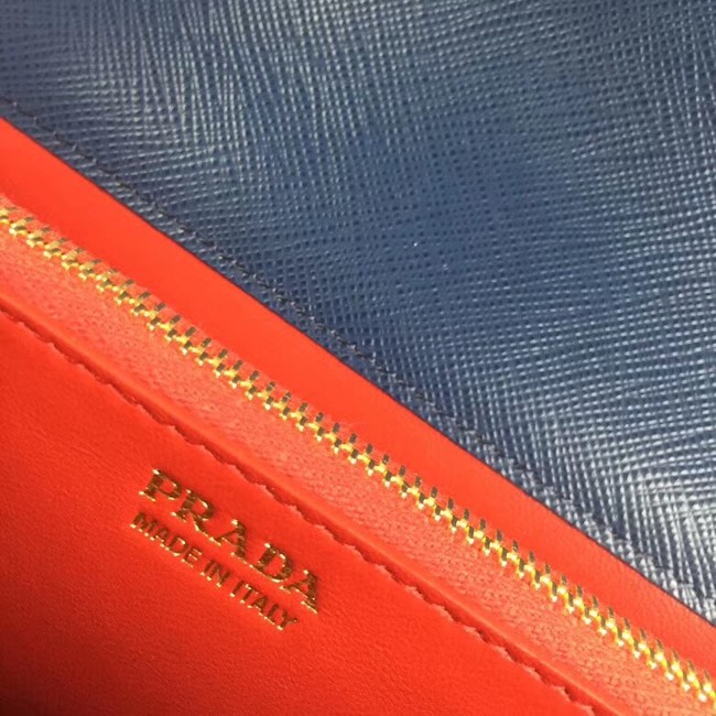 Prada Saffiano leather shoulder bag 1BP012 blue