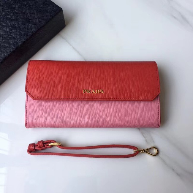 Prada leather mini-bag 1DF003 pink&red