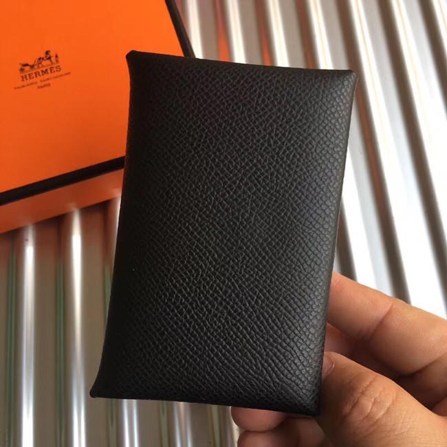 Hermes Bastia Epsom card case H0369 black