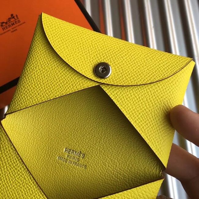 Hermes Bastia Epsom card case H0369 lemon