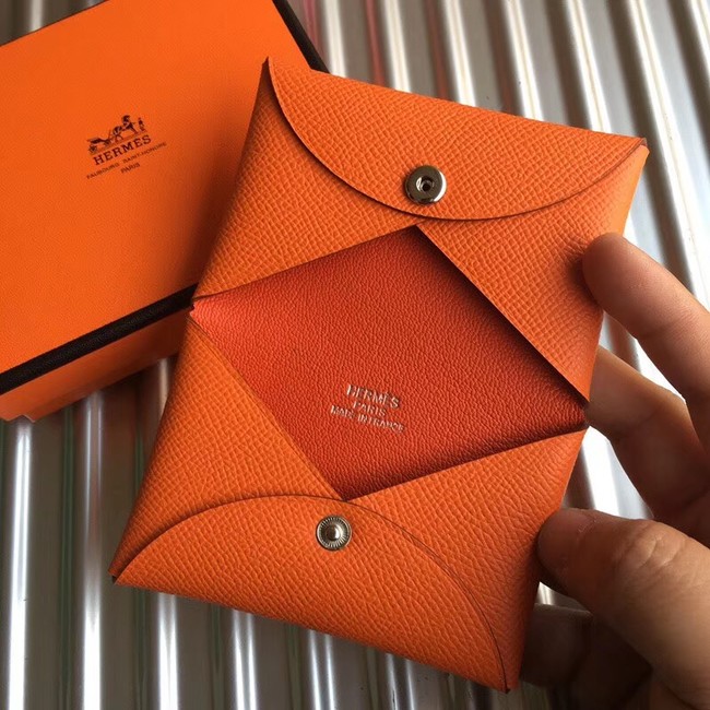 Hermes Bastia Epsom card case H0369 orange