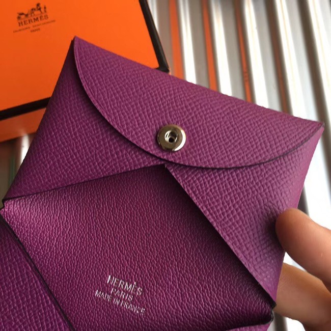 Hermes Bastia Epsom card case H0369 purple