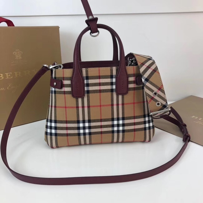 BURBERRY Baby Banner checked cross-body bag 10443 Burgundy