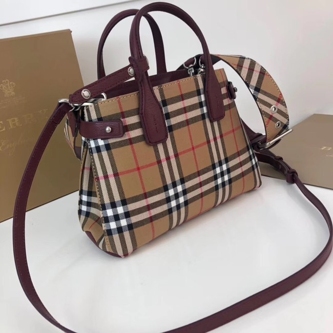 BURBERRY Baby Banner checked cross-body bag 10443 Burgundy