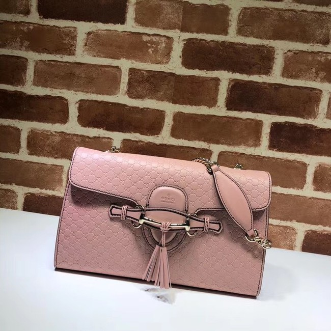 Gucci GG Leather Shoulder Bag 449635 Pink