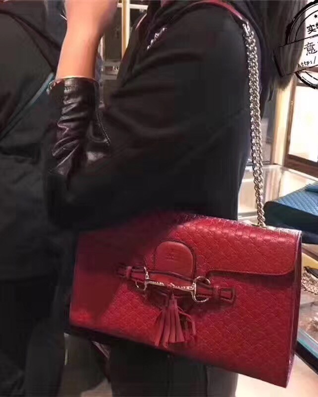 Gucci GG Leather Shoulder Bag 449635 red