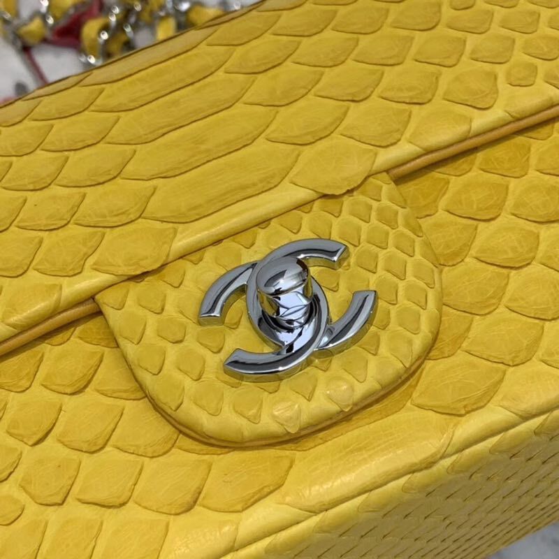 Chanel Mini Flap Bag Original Python & Gold-Tone Metal A69900 Yellow