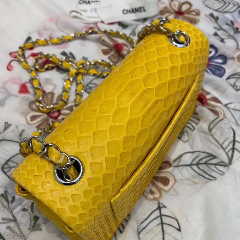 Chanel Mini Flap Bag Original Python & Gold-Tone Metal A69900 Yellow