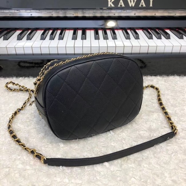 Chanel drawstring bag Calfskin & Gold-Tone Metal AS0373 black