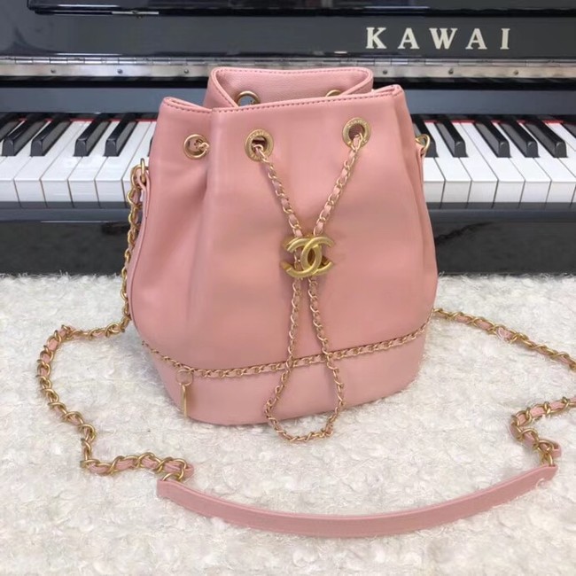 Chanel drawstring bag Calfskin & Gold-Tone Metal AS0373 pink